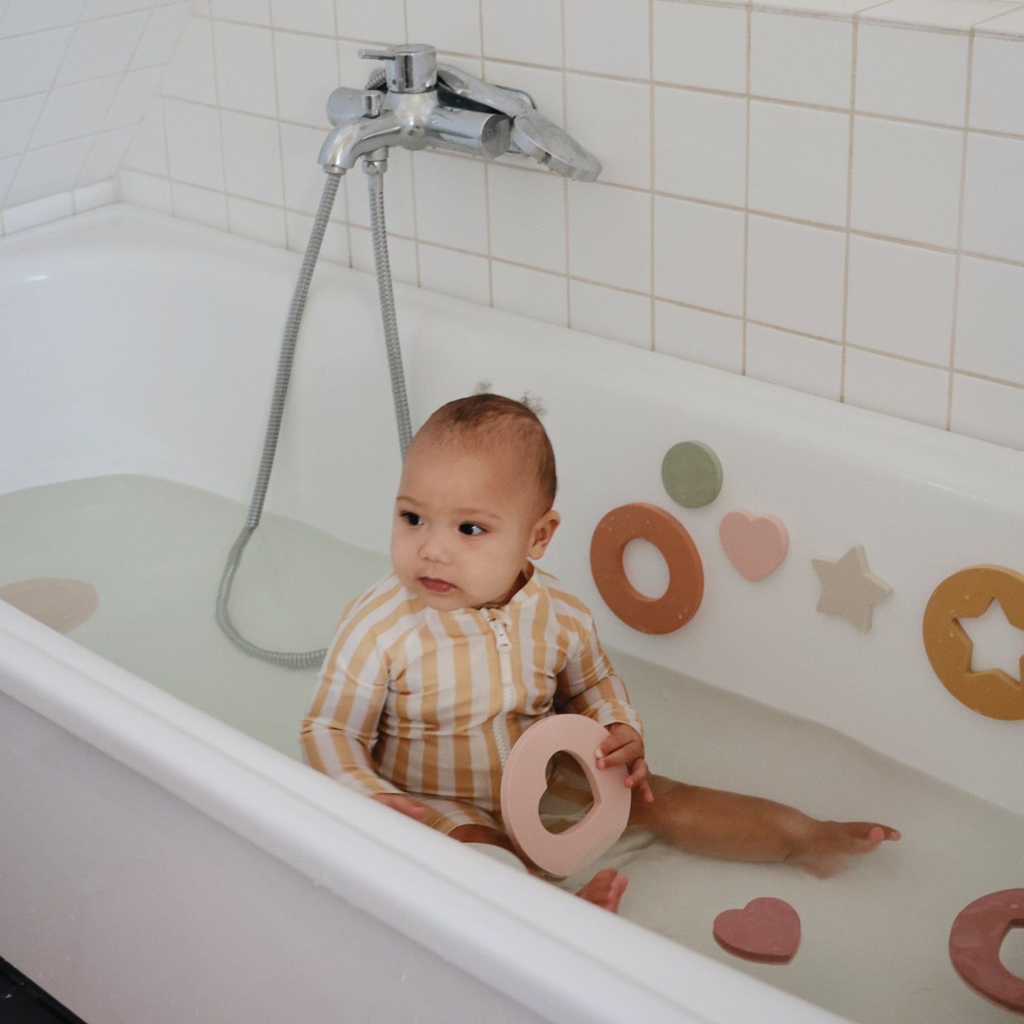 Mushie Foam Bath Puzzle β Floating Geometric Shapes