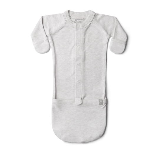 Gray baby onesie with buttons on a transparent background