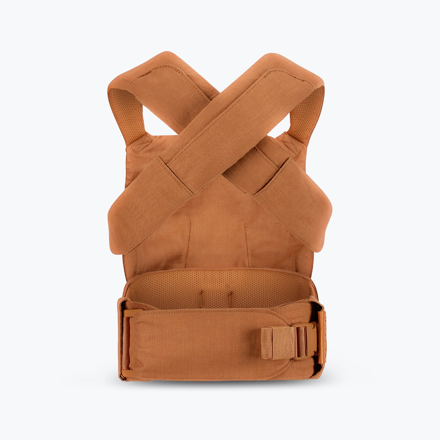 Brown baby carrier on a white background