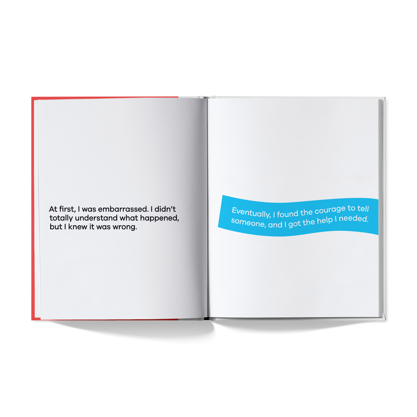 Open book with text on a white background