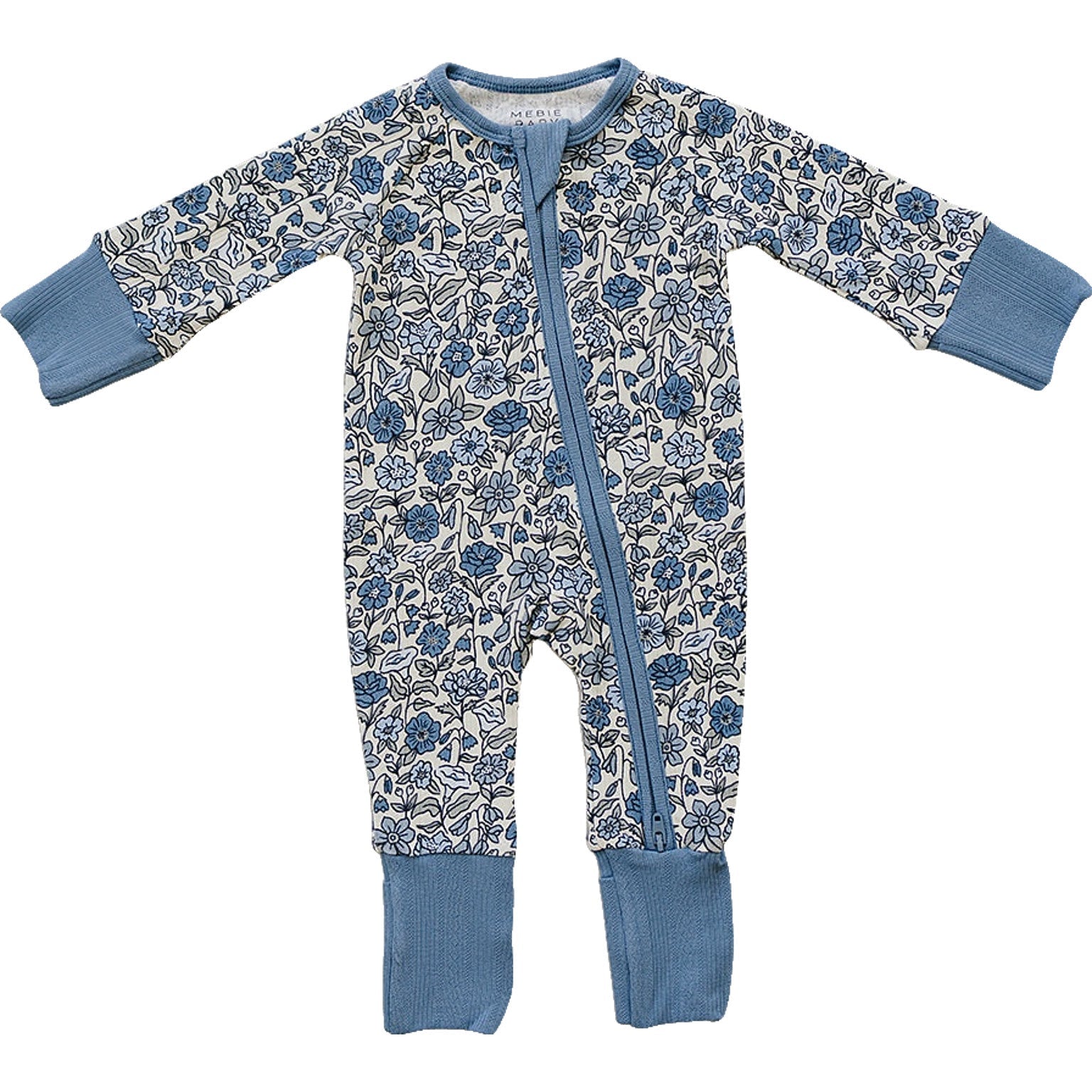 Mebie Baby Bamboo Zipper Pajama – Bluebell Pointelle | Organic