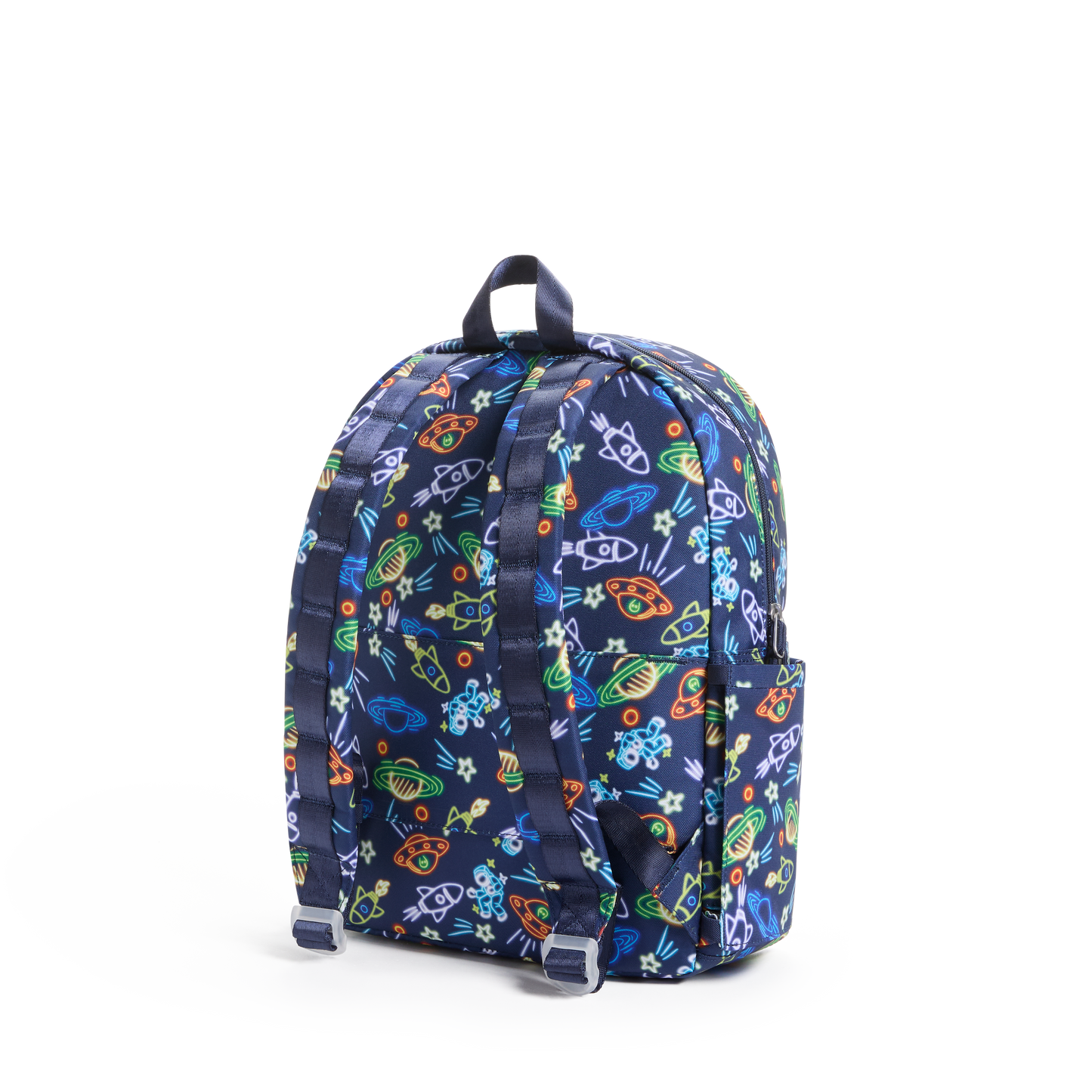 Backpack with colorful pattern on a white background