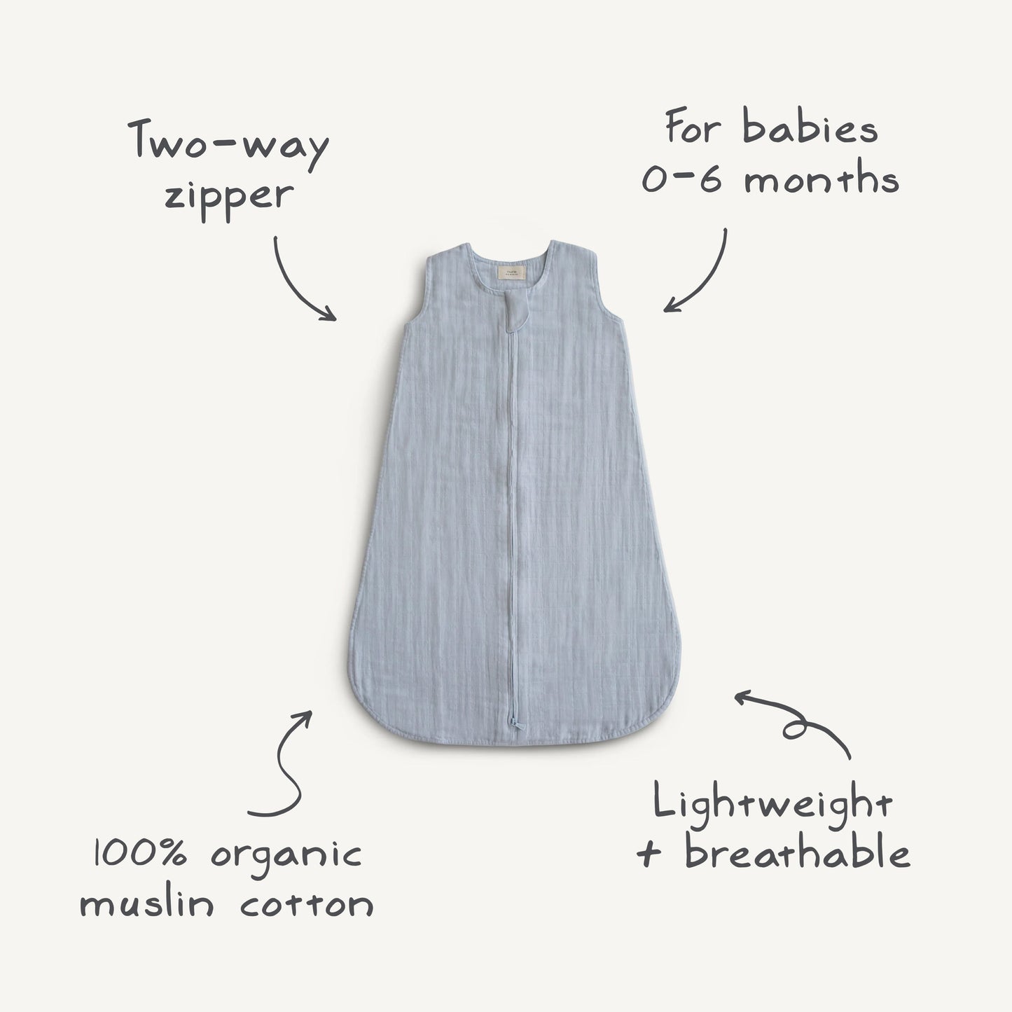 Mushie Organic Cotton Sleepbag – Lightweight Muslin