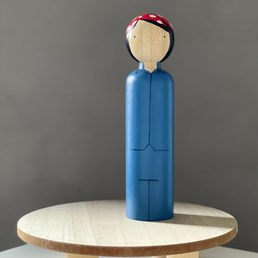 Goose Grease Rosie the Riveter Wooden Peg Doll | Collectible 7.5" Doll