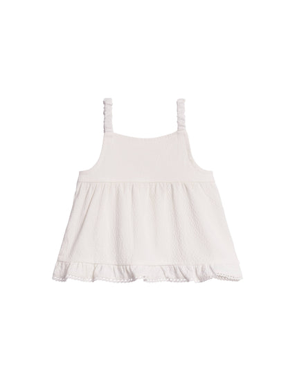 Organic Ember Seersucker Ruffle Tank - Coconut