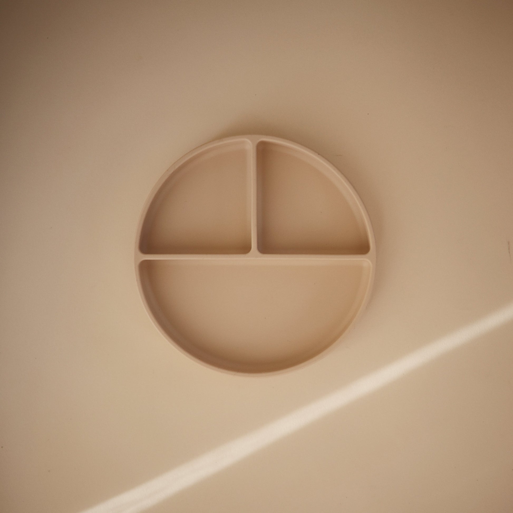 Beige divided plate on a beige background