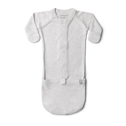 Gray baby onesie with buttons on a transparent background