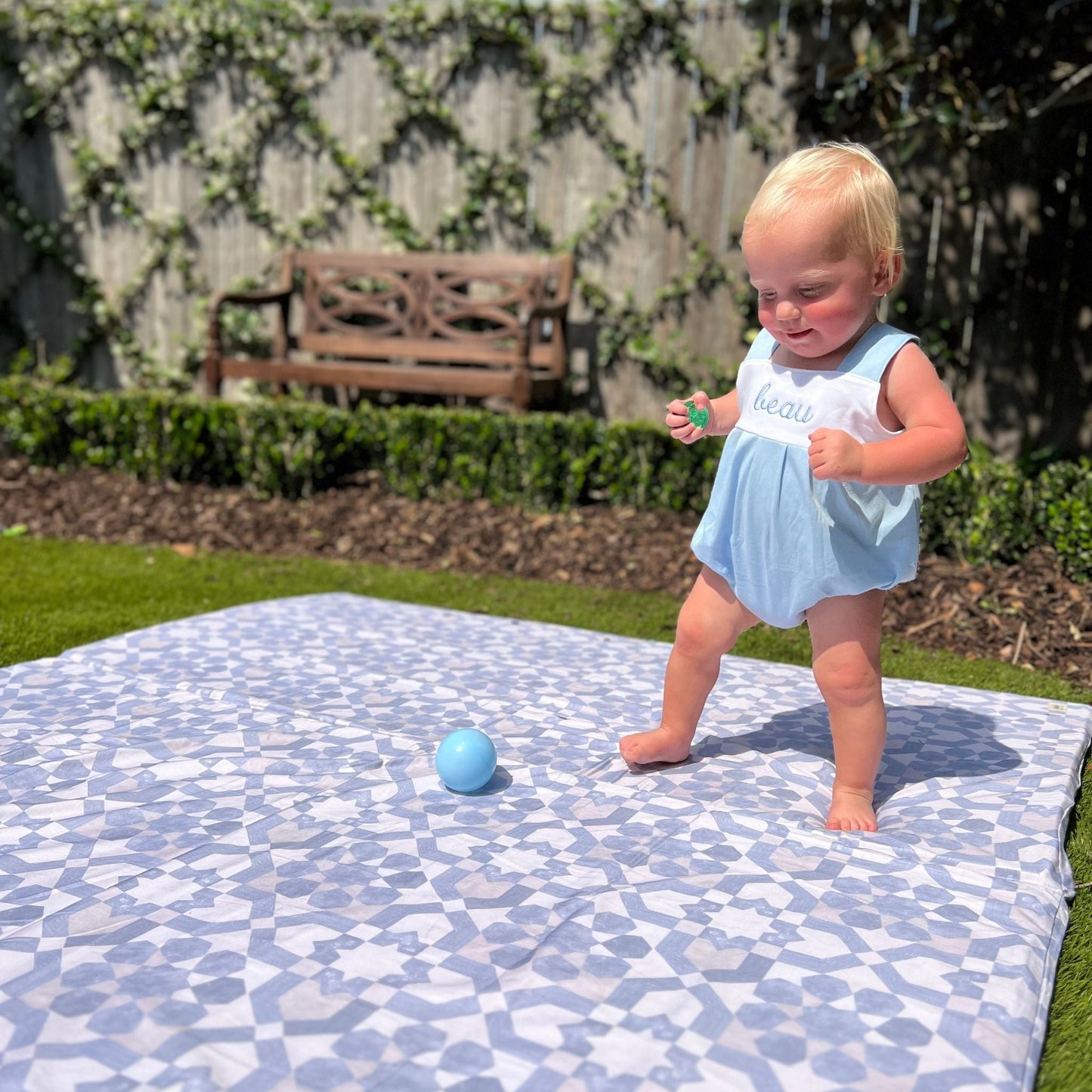 Toki Kids - Blue Tile Organic Cotton Mat
