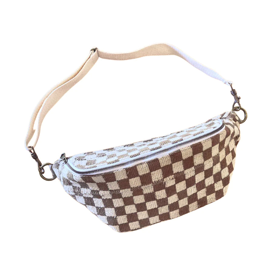 Ochre & Cream Checkered Sling Bag