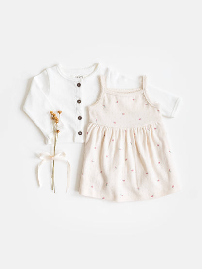 Organic Baby Soleil Pointelle Bodysuit Dress - Pia Floral