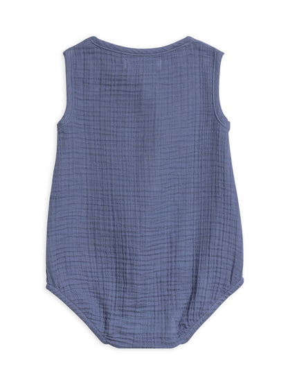 Organic Baby Bowie Muslin Bubble Romper - Marino