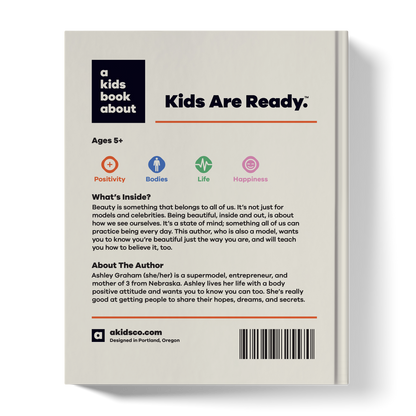 Book cover of 'a kids book about Kids Are Ready' with text and icons on a beige background