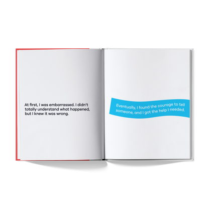 Open book with text on a white background