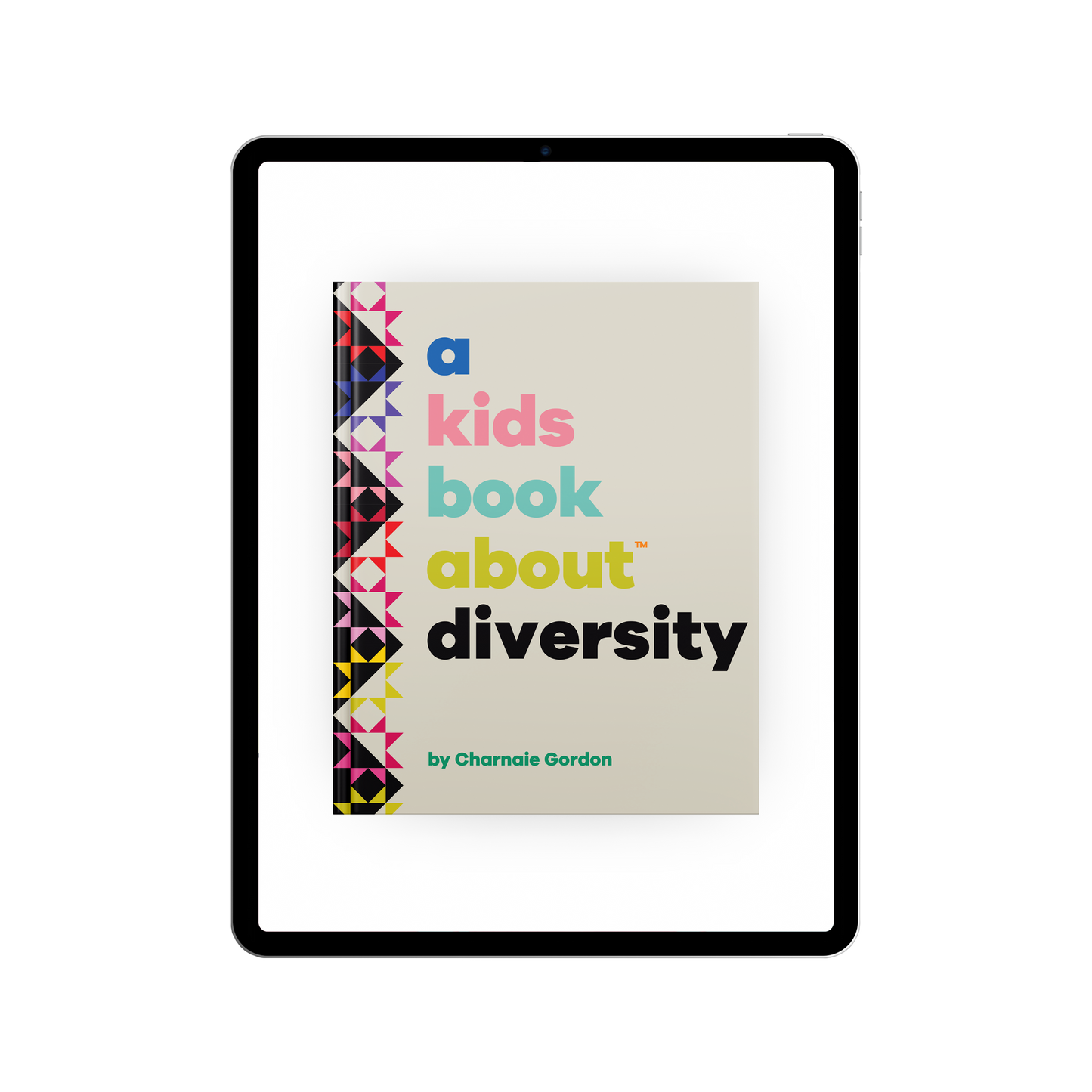 Book cover of 'A Kids Book About Diversity' by Chimamanda Ngozi Adichie on a digital device screen.