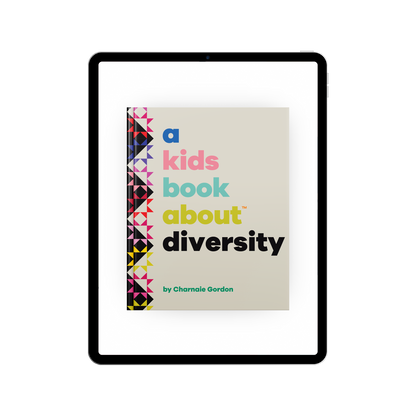 Book cover of 'A Kids Book About Diversity' by Chimamanda Ngozi Adichie on a digital device screen.