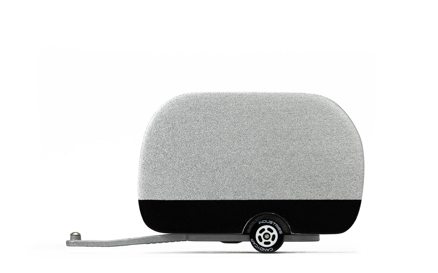 Small gray trailer with a black base on a white background