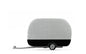 Small gray trailer with a black base on a white background