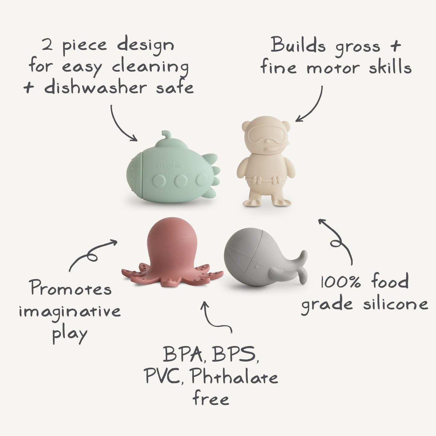 Mushie Sealife Mold-Free Bath Play Set – Silicone