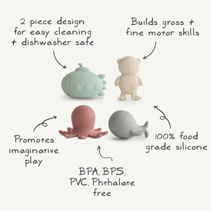 Mushie Sealife Mold-Free Bath Play Set – Silicone