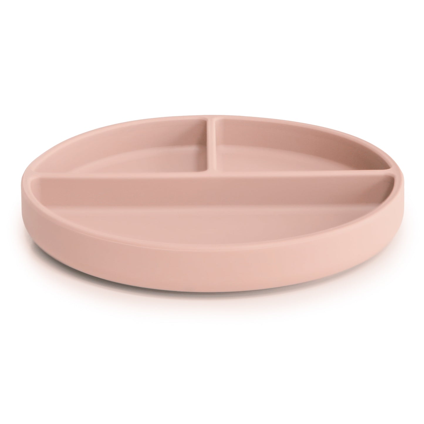 Pink divided plate on a white background