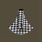 Houndstooth patterned dog muzzle on a brown background