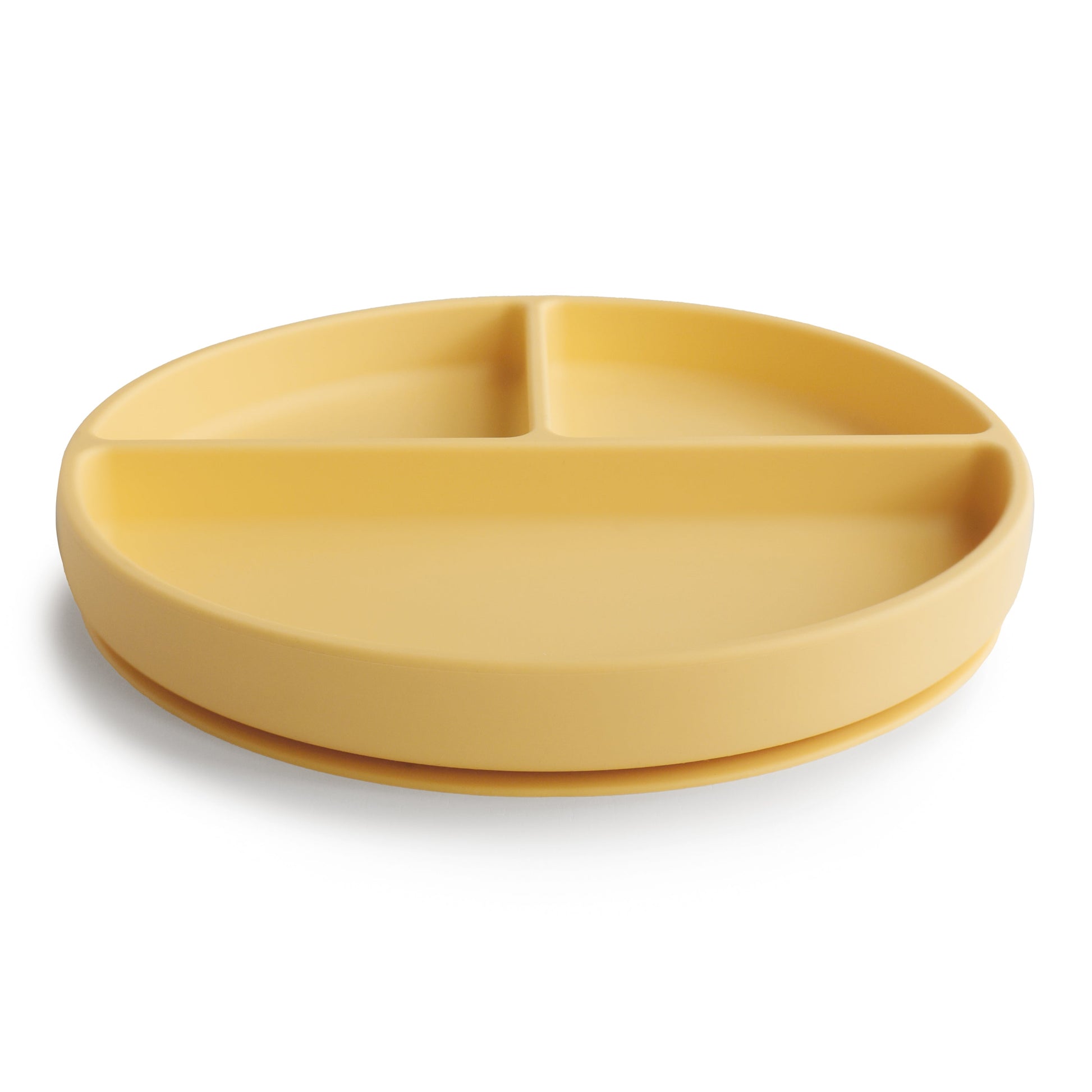 Yellow divided plate on a white background