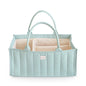 Light blue fabric caddy with handles on a white background