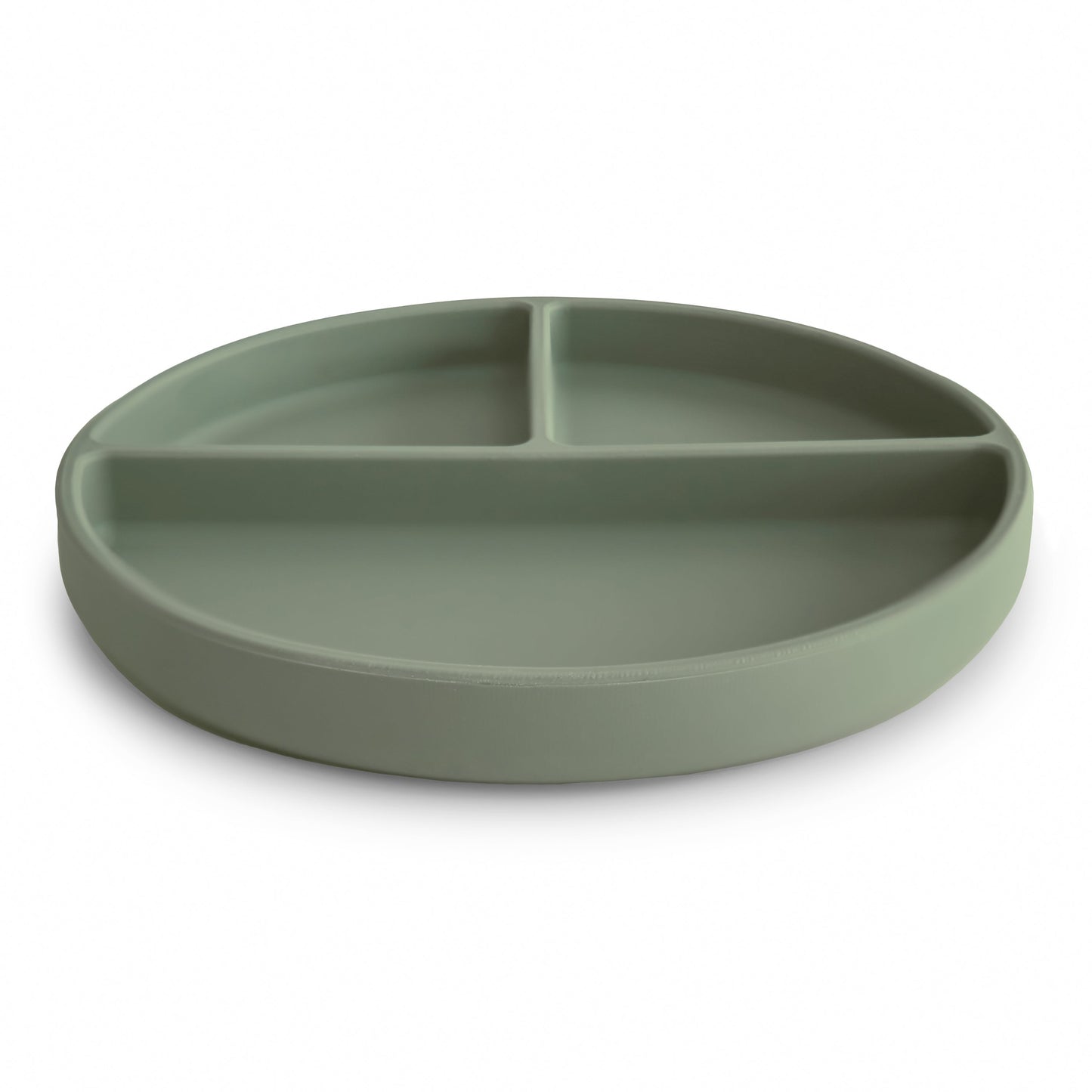 Green divided plate on a white background