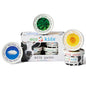 Set of eco kids milk paint containers with visible branding on a white background