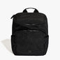 Black backpack on a light gray background