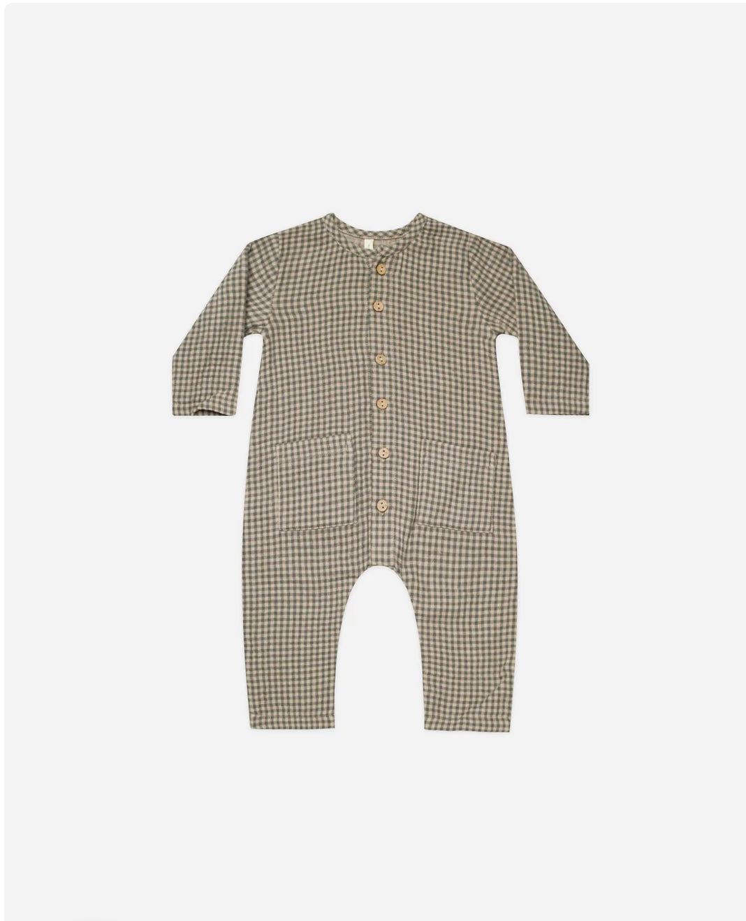 Pocketed Woven Jumpsuit || Forest Micro Plaid