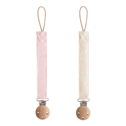 Mushie Linen Pacifier Clip 2-Pack – Water Resistant