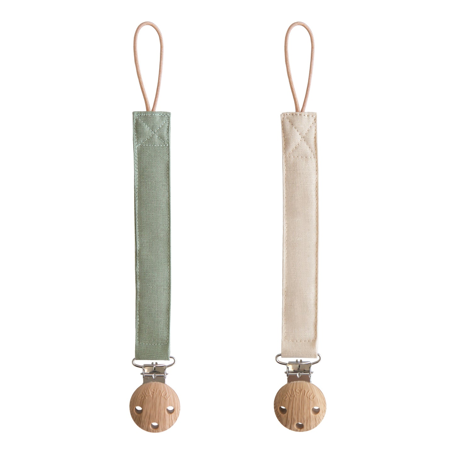 Mushie Linen Pacifier Clip 2-Pack – Water Resistant