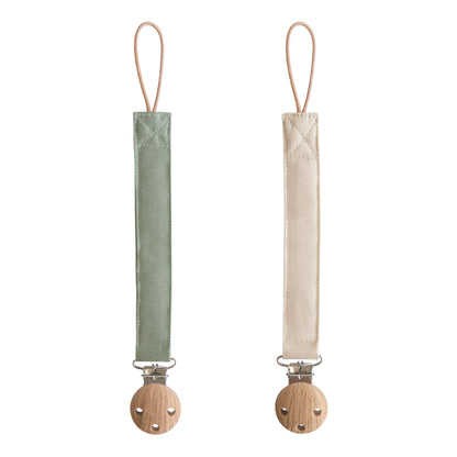 Mushie Linen Pacifier Clip 2-Pack – Water Resistant