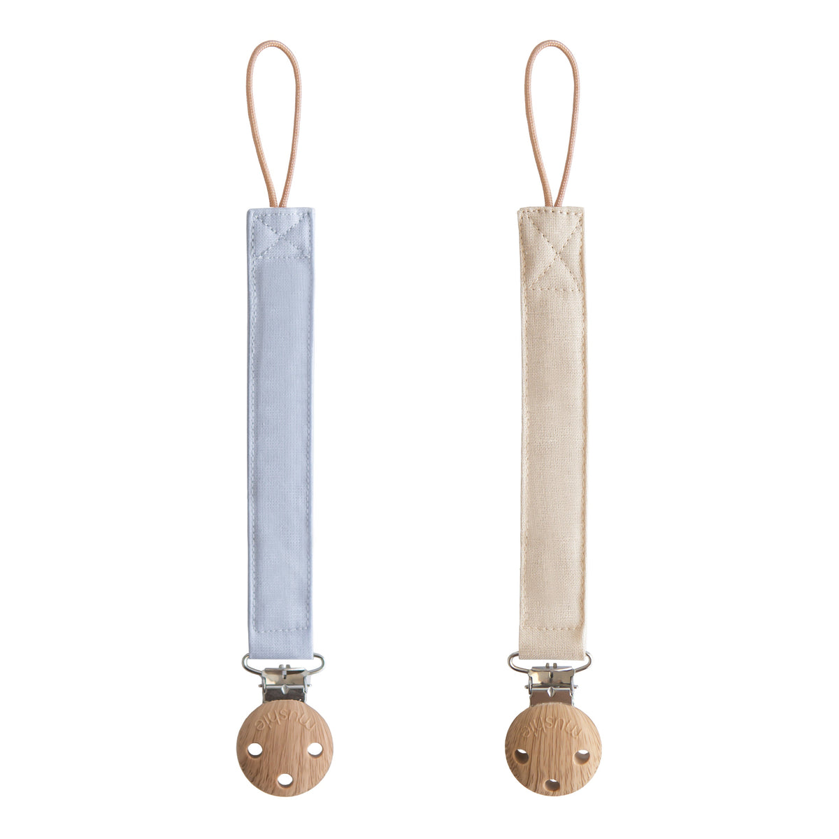 Mushie Linen Pacifier Clip 2-Pack – Water Resistant