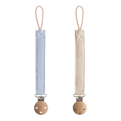 Mushie Linen Pacifier Clip 2-Pack – Water Resistant