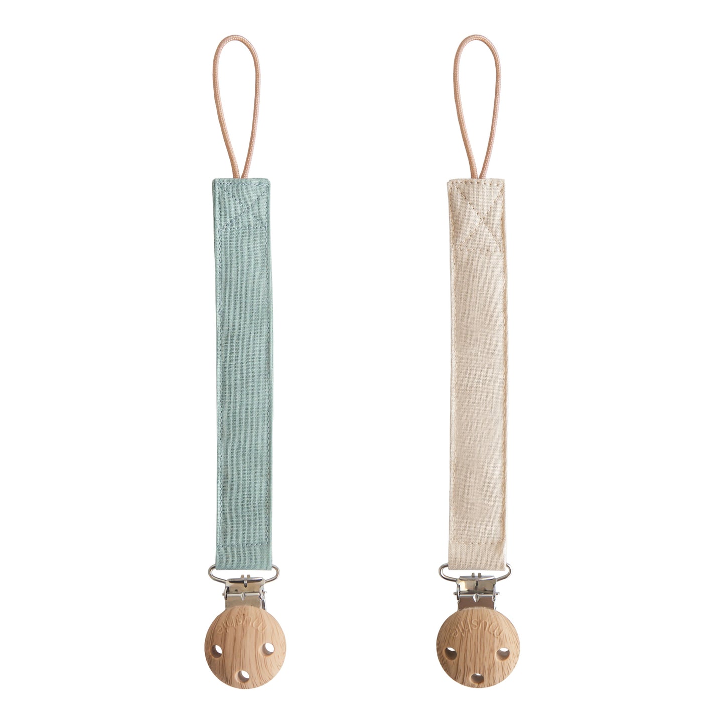 Mushie Linen Pacifier Clip 2-Pack – Water Resistant