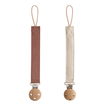 Mushie Linen Pacifier Clip 2-Pack – Water Resistant