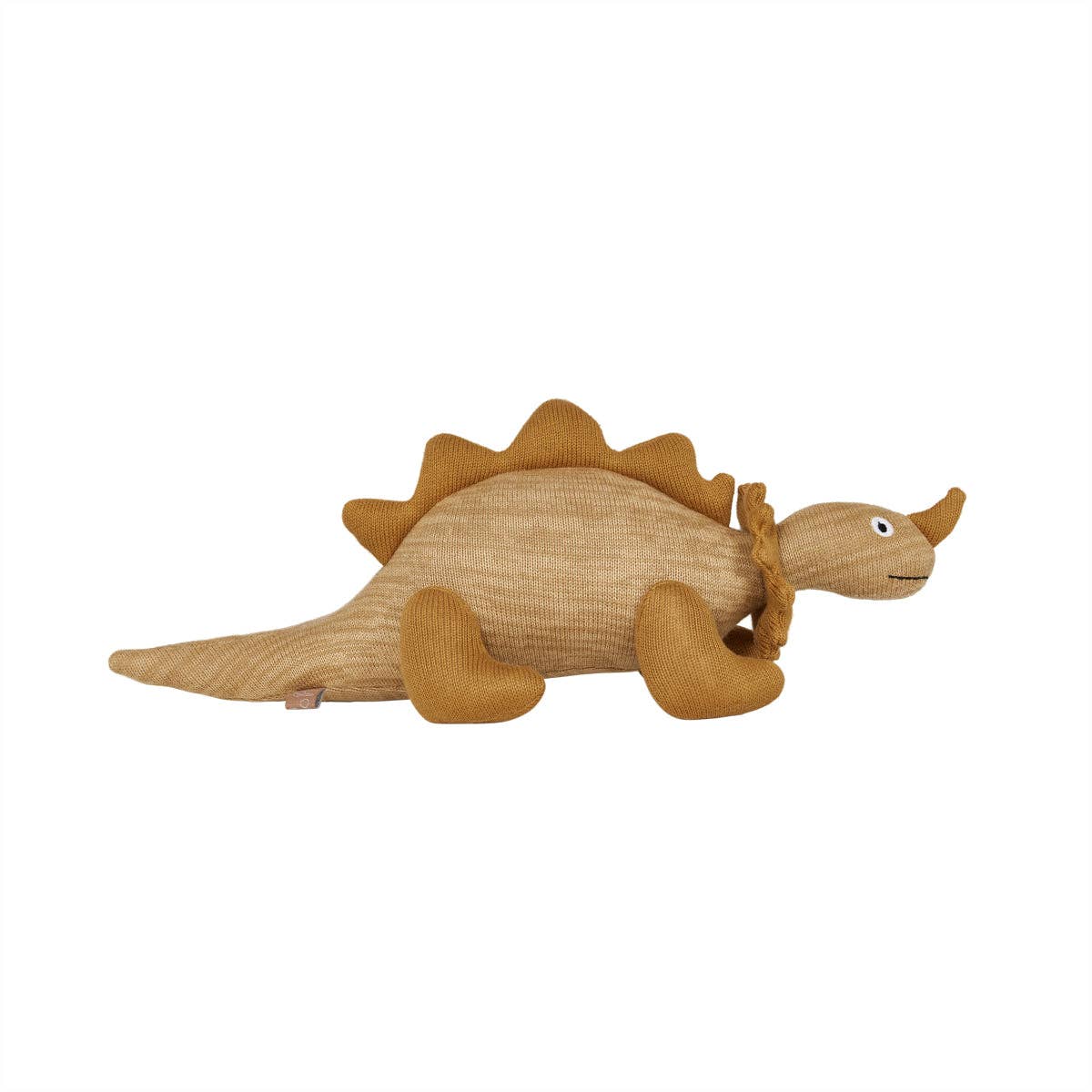 Plush dinosaur toy on a white background