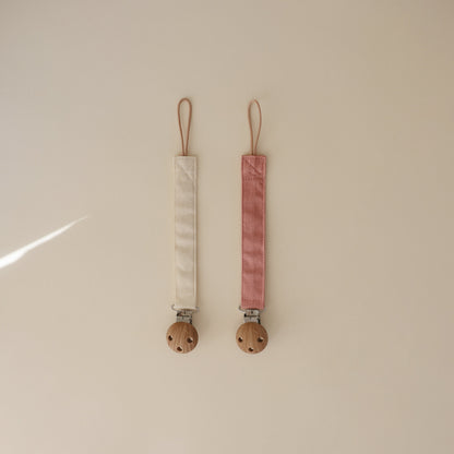 Mushie Linen Pacifier Clip 2-Pack – Water Resistant