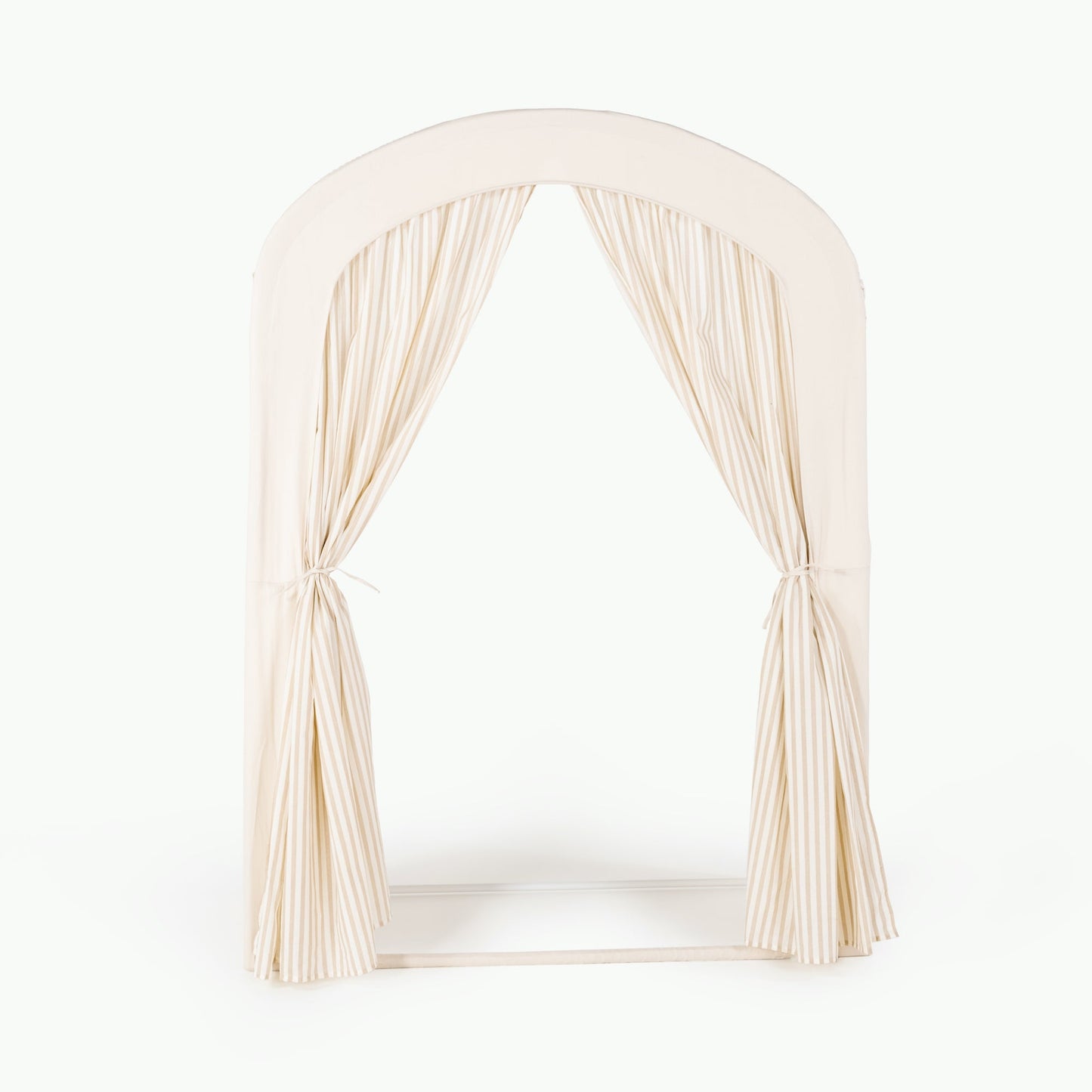 Beige archway with draped fabric on a white background