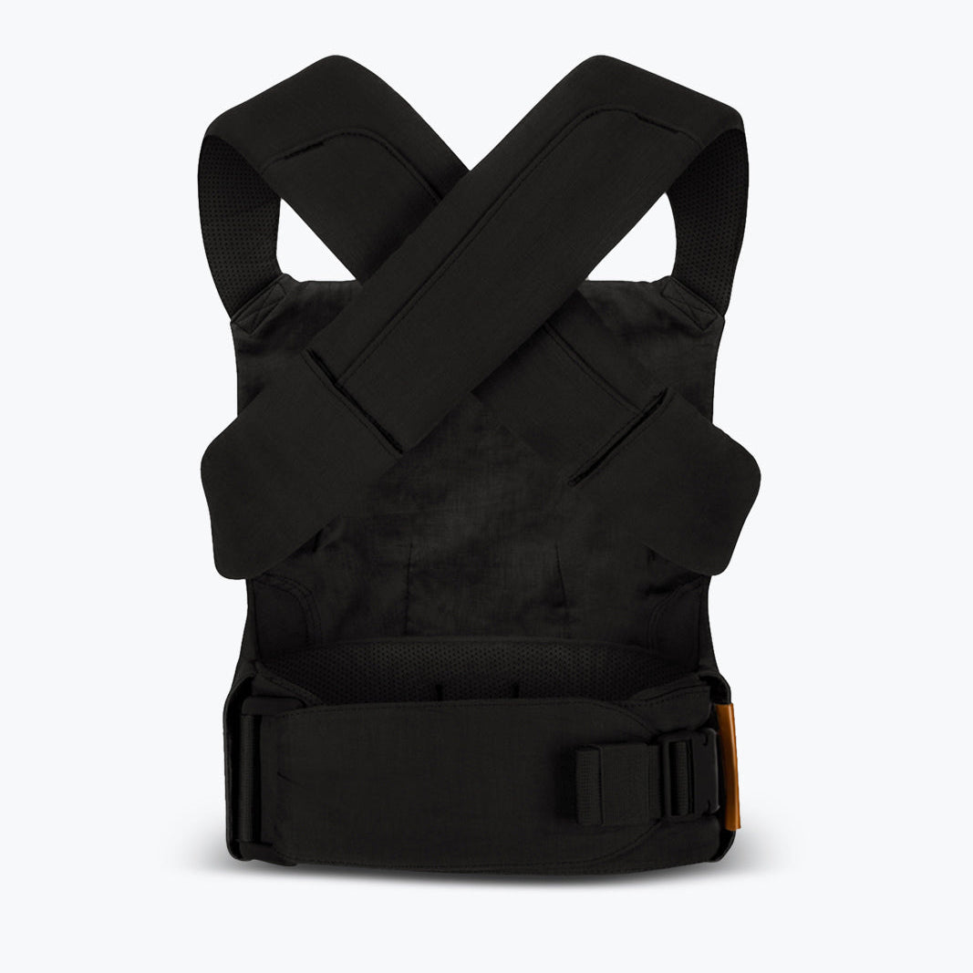 Black baby carrier on a white background