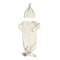 Mushie Ribbed Knotted Baby Gown + Beanie Set – Organic Cotton