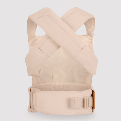 Beige baby carrier on a light gray background