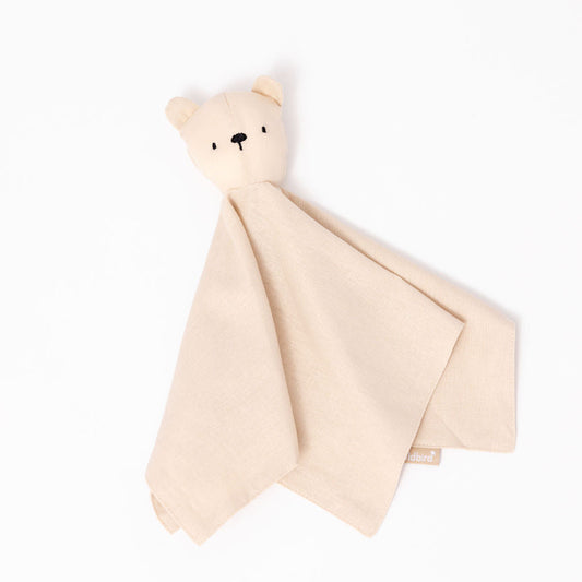 Beige bear-shaped blanket on a white background