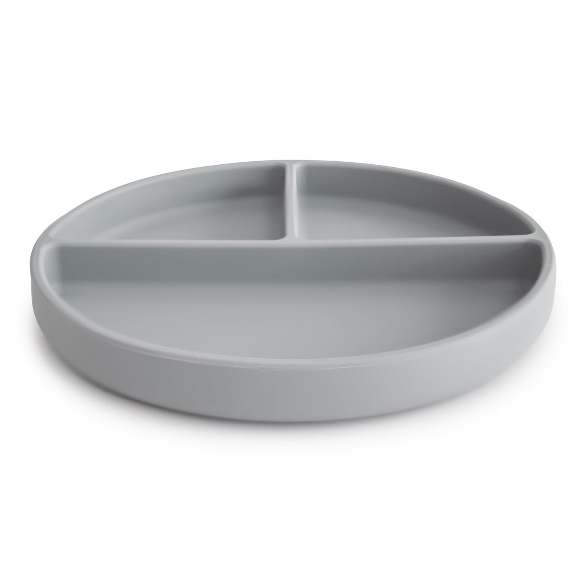 Gray divided plate on a white background