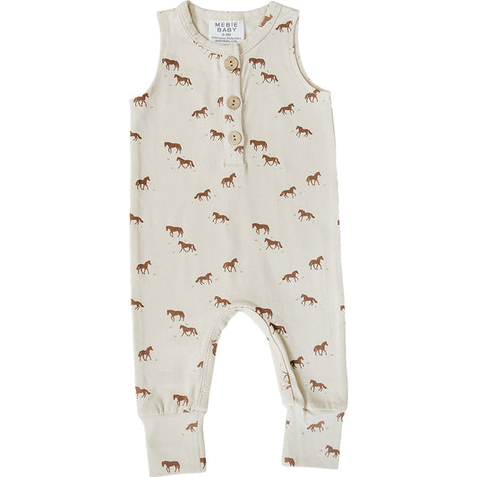 Baby romper with horse pattern on a white background