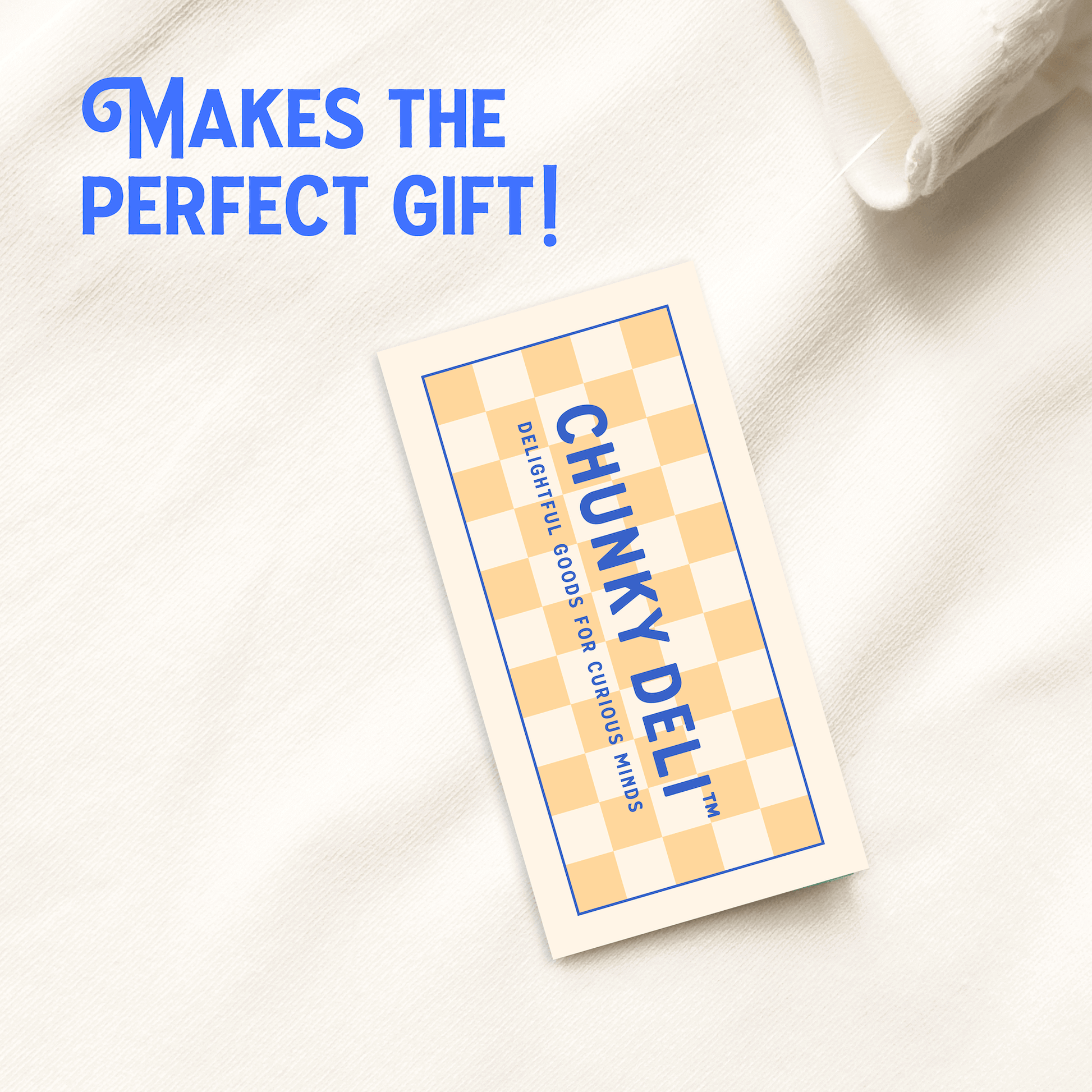 Chunky Deli packaging on a white background with text 'Makes the perfect gift!'.