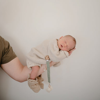 Mushie Linen Pacifier Clip 2-Pack – Water Resistant