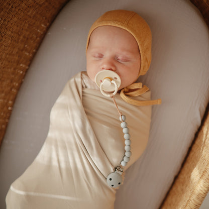 Mushie Baby Bonnet – Organic Cotton Rib Knit